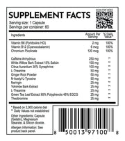 Supplement Facts information for Fighters Choice BURN weight loss supplement - 60 servings per bottle bottle label image