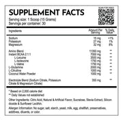 Supplement facts information for Fighters Choice RECOVER, Coconut Lime flavor, post workout supplement for TRAINING