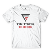 Limited edition, Fighters Choice white Fighters Classic Tee, front view, to celebrate your BJJ pride