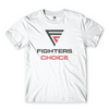 Limited edition, Fighters Choice white Fighters Classic Tee, front view, to celebrate your BJJ pride