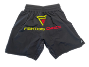 Fighters Choice - Fight Shorts Black & Yellow - NO VELCRO - Elastic Only