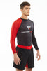 Man wearing Fighters Choice Gi/NoGi Bloody Arm Long Sleeve Rashguard for Men, Women and BJJ Fighters